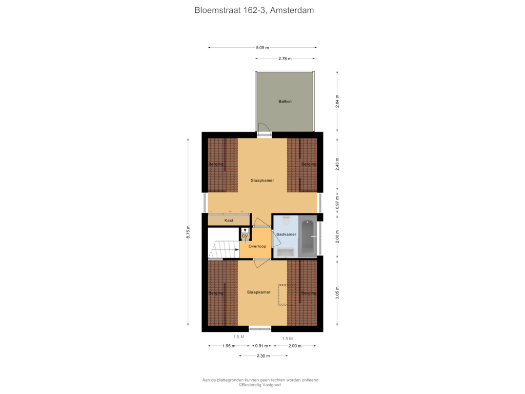 Bekijk plattegrond van Tweede verdieping van Bloemstraat 162-3