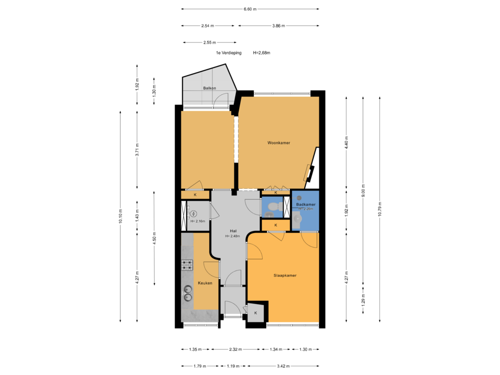 Bekijk plattegrond van 1e Verdieping van Ridderspoorweg 42