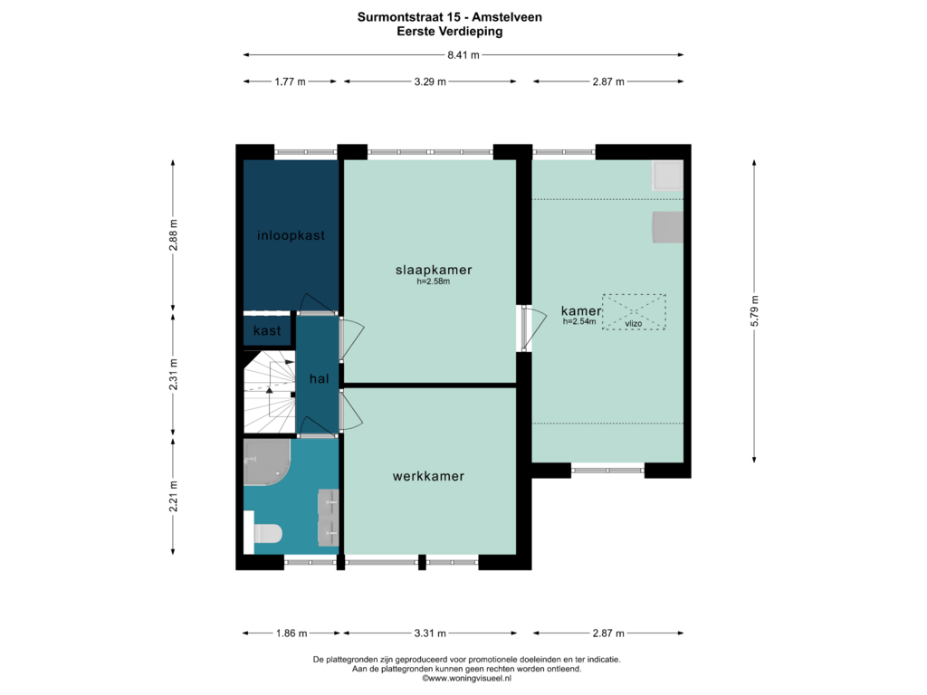 Bekijk plattegrond van EERSTE VERDIEPING van De Surmontstraat 15