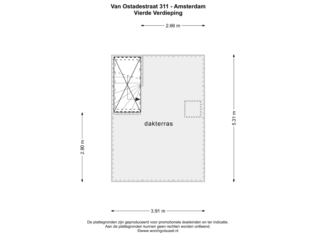 Bekijk plattegrond van VIERDE VERDIEPING van Van Ostadestraat 311-3