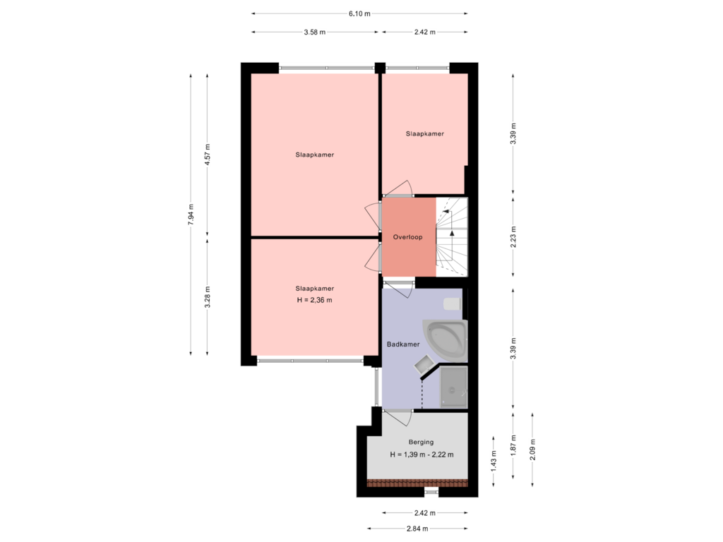 View floorplan of 1e verdieping of Klingbemden 115