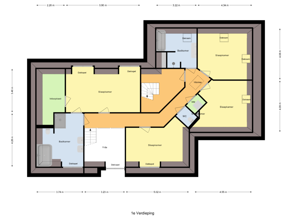 Bekijk plattegrond van 1e Verdieping van Prins Hendrikstraat 2