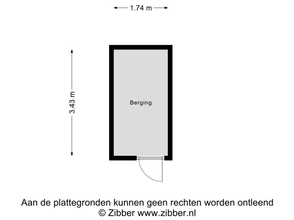 View floorplan of Berging of Pieter Cornelisz. Hooftstraat 184