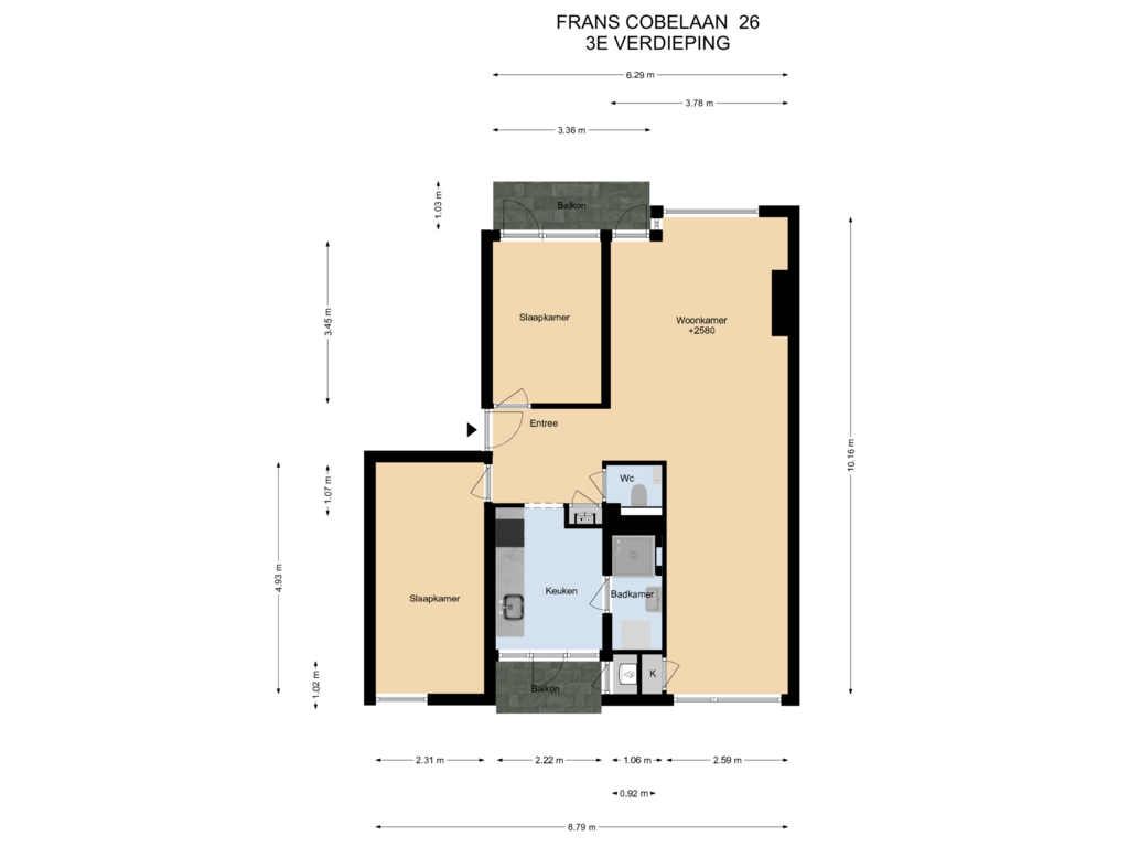 Bekijk plattegrond van 3E Verdieping van Frans Cobellaan 26