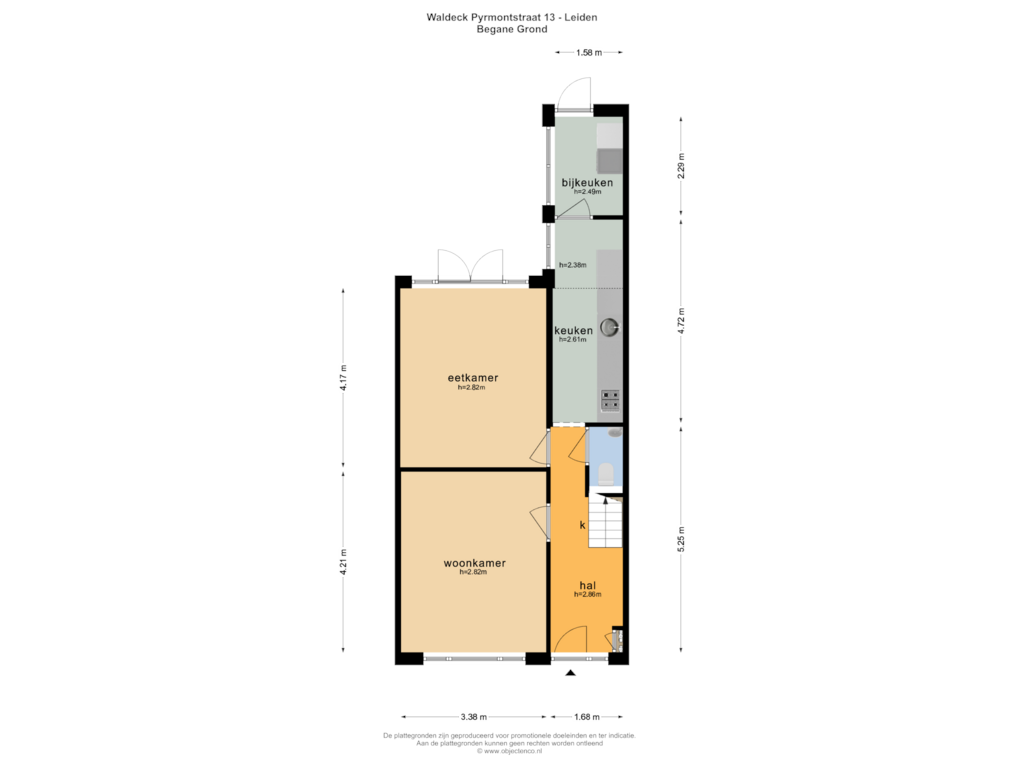 Bekijk plattegrond van BEGANE GROND van Waldeck Pyrmontstraat 13