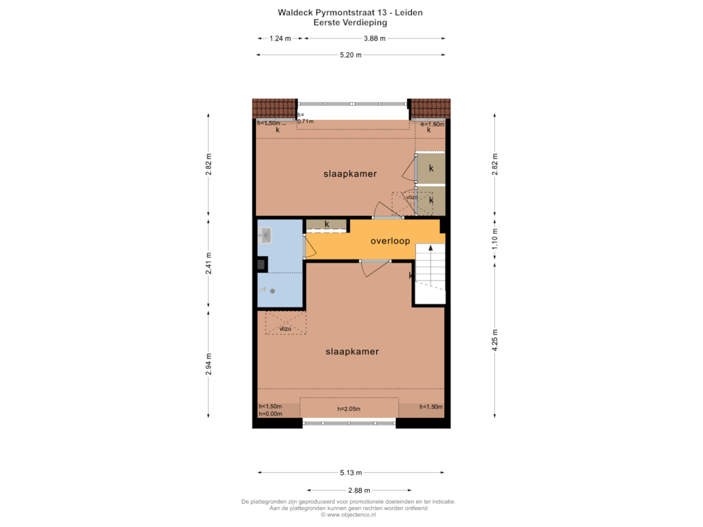 Bekijk plattegrond van EERSTE VERDIEPING van Waldeck Pyrmontstraat 13