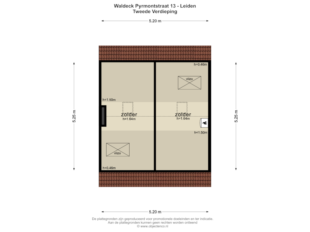 Bekijk plattegrond van TWEEDE VERDIEPING van Waldeck Pyrmontstraat 13