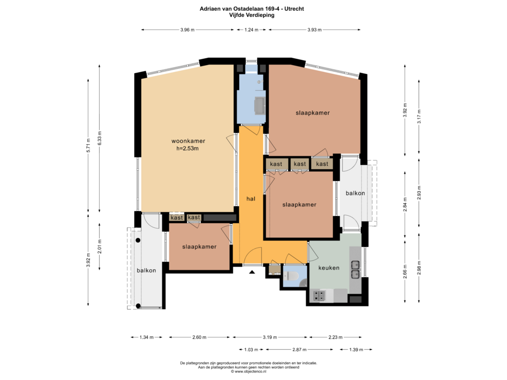 View floorplan of VIJFDE VERDIEPING of Adriaen van Ostadelaan 169-4