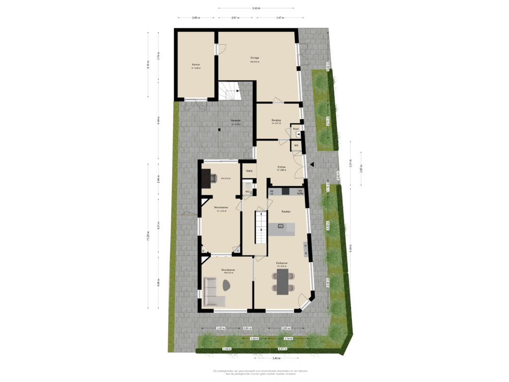 Bekijk plattegrond van Begane grond Tuin van Roeklaan 3