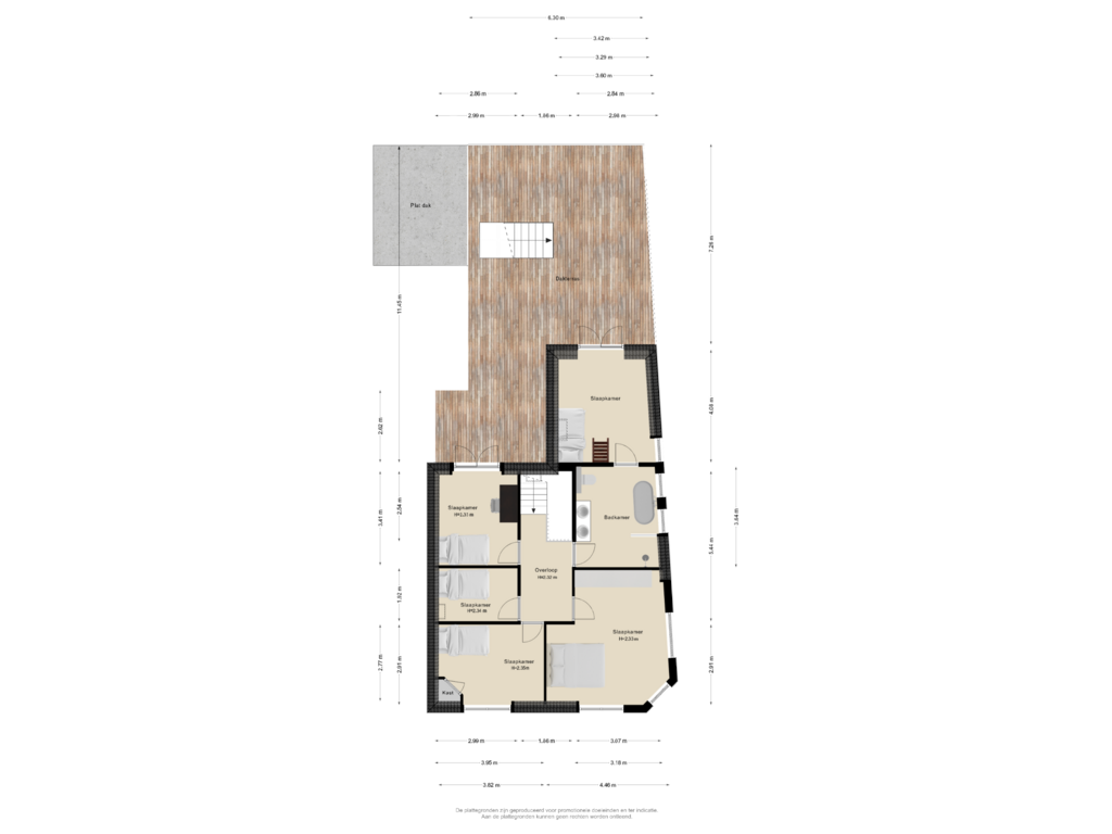 Bekijk plattegrond van 1e verdieping van Roeklaan 3