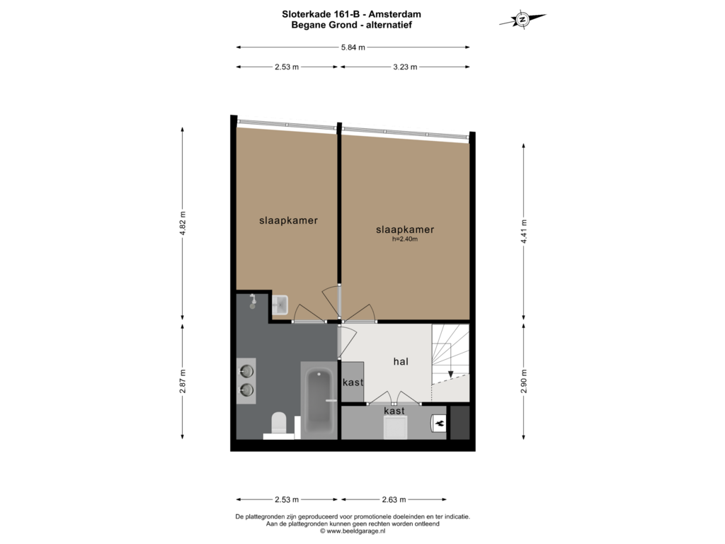 Bekijk plattegrond van BEGANE GROND ALTERNATIEF van Sloterkade 161-B