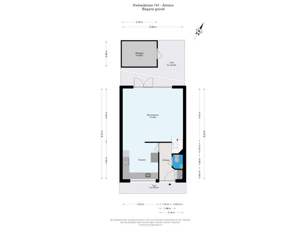 Bekijk plattegrond van Begane grond van Parkwijklaan 141