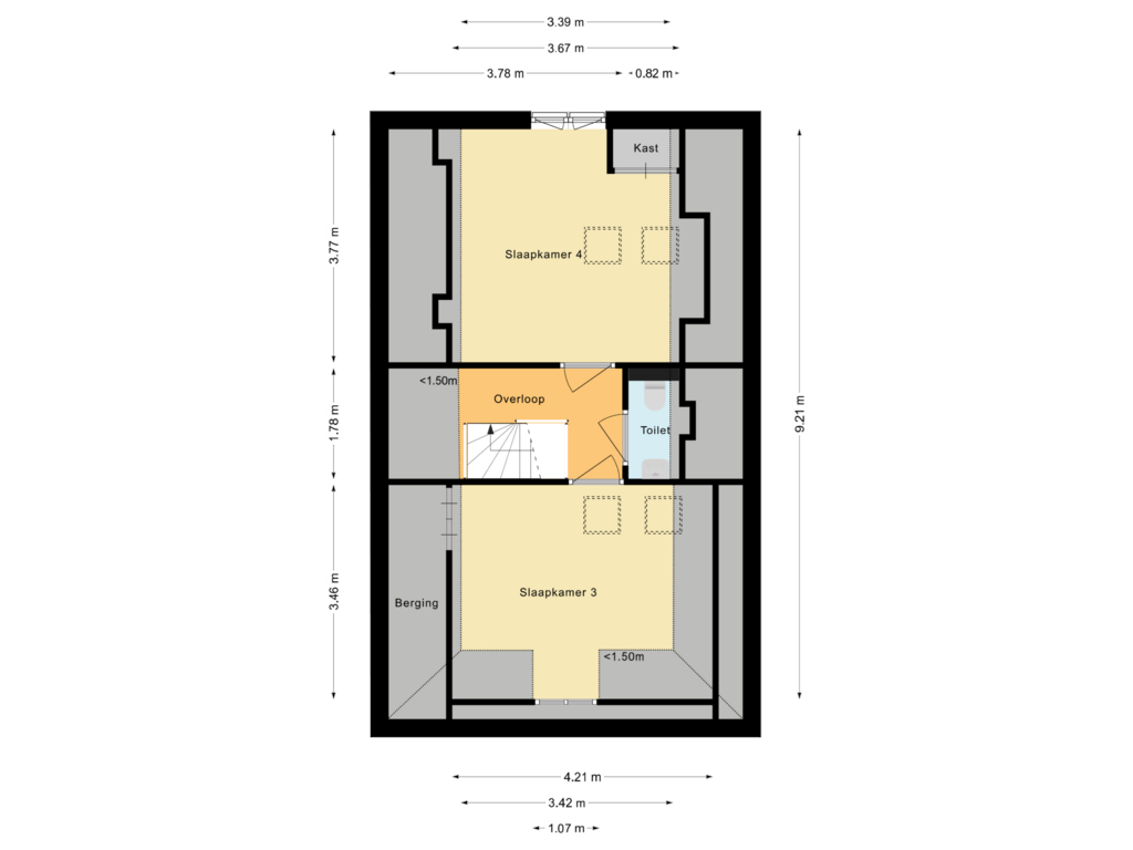 Bekijk plattegrond van Derde woonlaag van Paramaribostraat 30