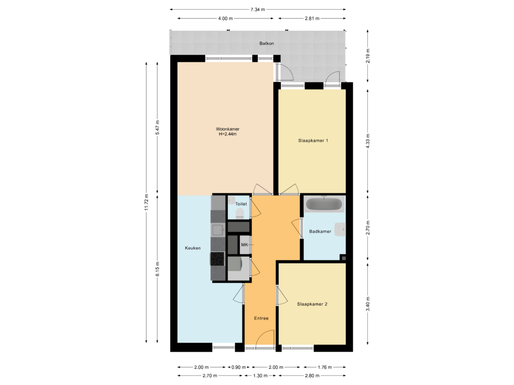 Bekijk plattegrond van Appartement van Kagerstraat 3-B