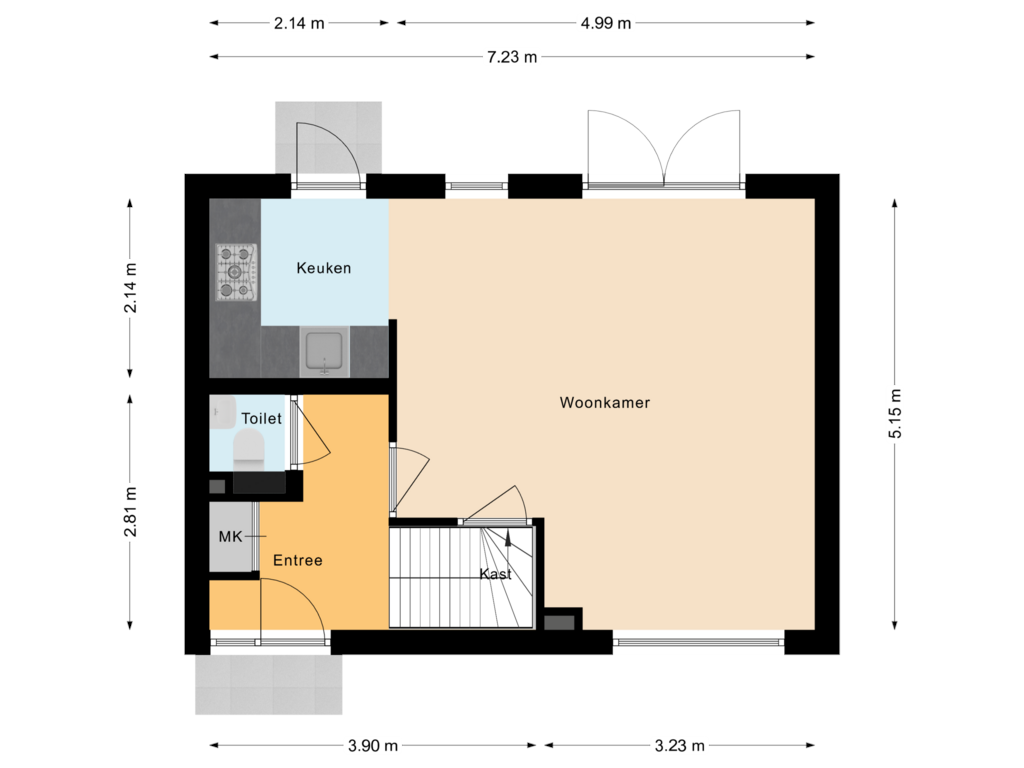 View floorplan of Begane grond of Binnenhof 14