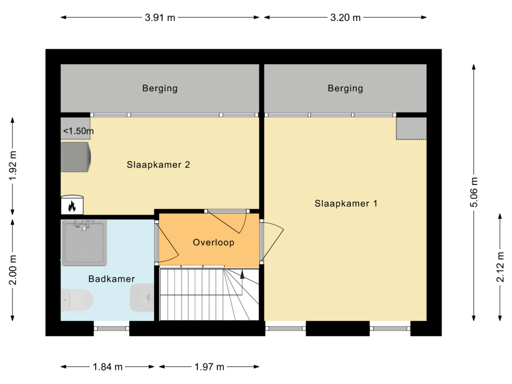 View floorplan of Eerste verdieping of Binnenhof 14