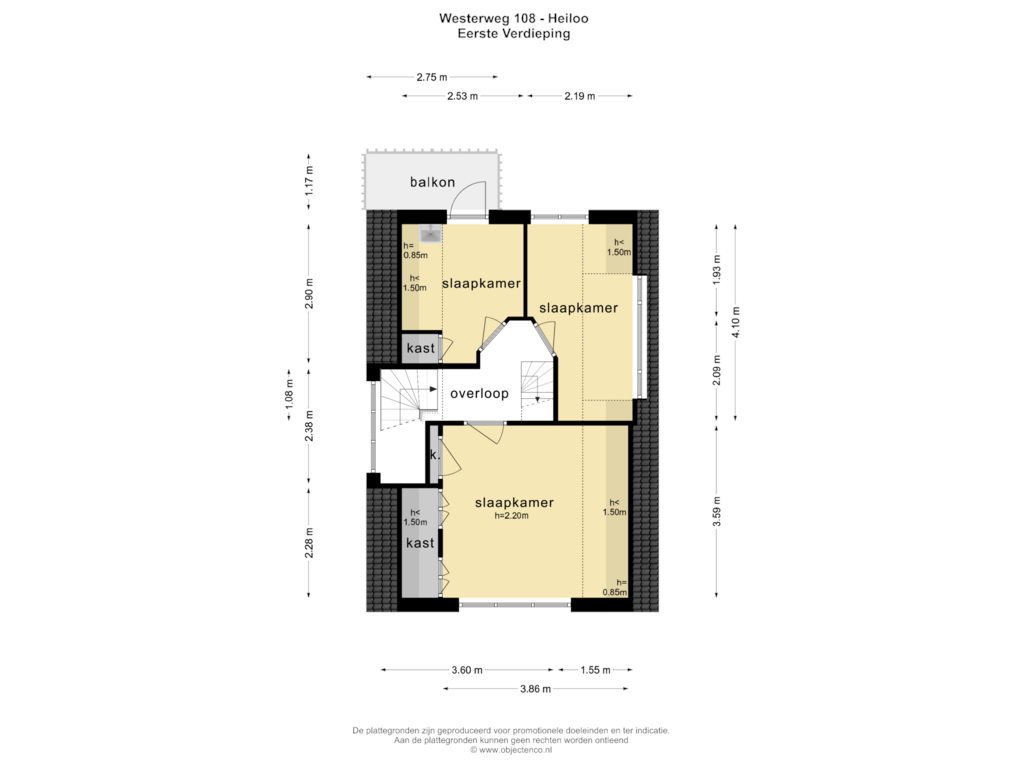 Bekijk plattegrond van EERSTE VERDIEPING van Westerweg 108