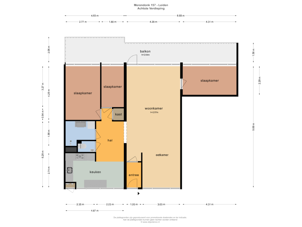 Bekijk plattegrond van ACHTSTE VERDIEPING van Merendonk 157