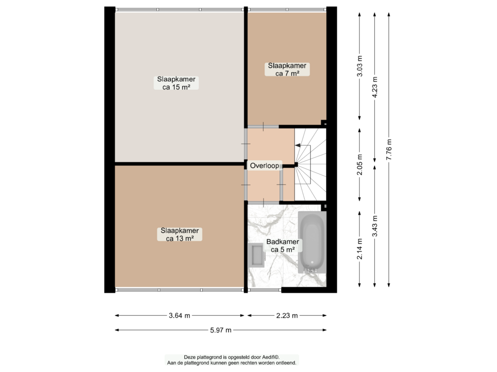 View floorplan of Eerste verdieping of Kluivingskampenweg 26