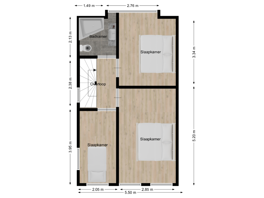 Bekijk plattegrond van 1E verdieping van Kapelakker 23