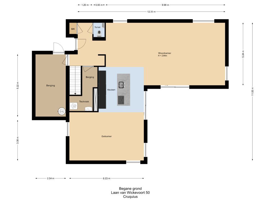 Bekijk plattegrond van Begane grond van Laan van Wickevoort 50