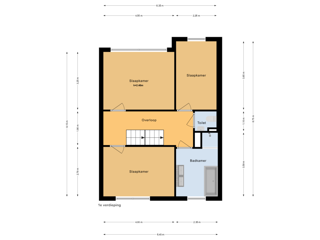 Bekijk plattegrond van 1e verdiepnig van Leusveld 52