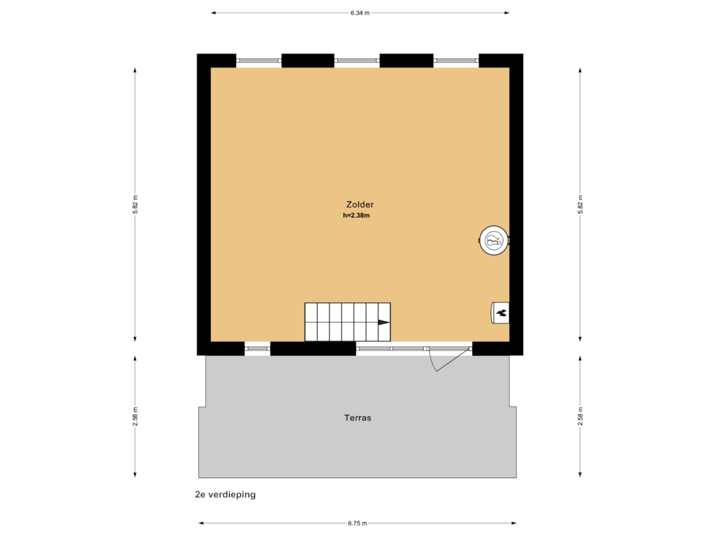 Bekijk plattegrond van 2e verdieping van Leusveld 52