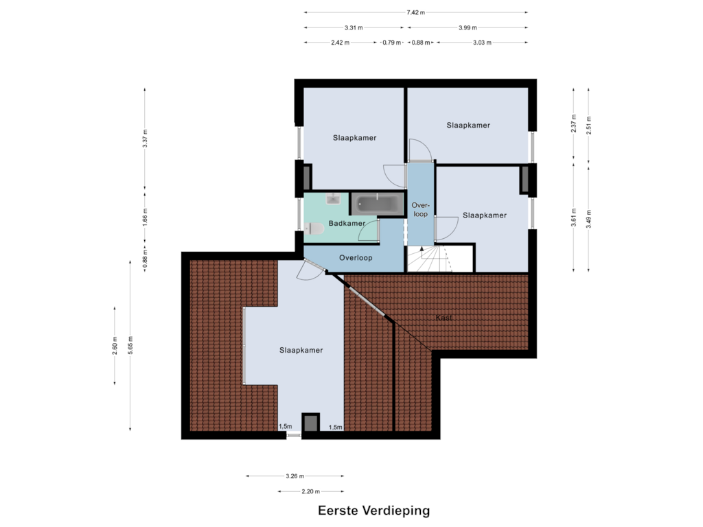 Bekijk plattegrond van Eerste Verdieping van Leropperweg 26