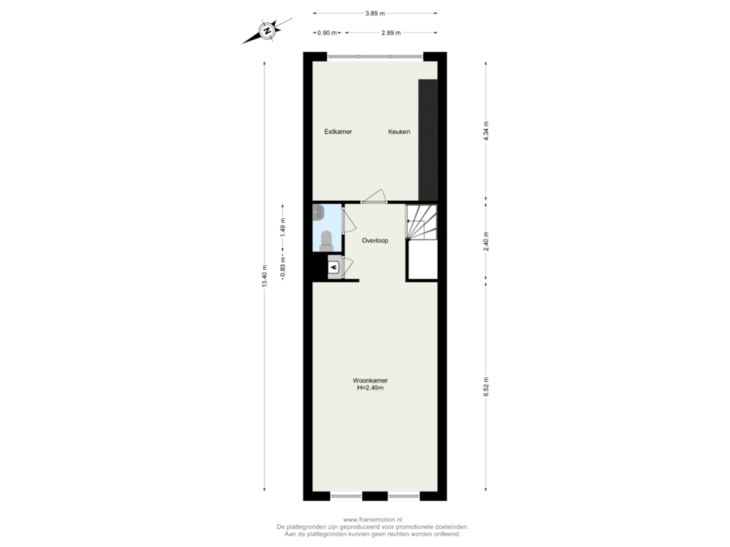 Bekijk plattegrond van Verdieping 1 van Prins Hendriklaan 6