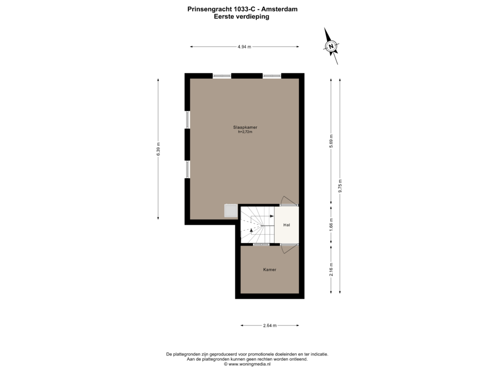 View floorplan of 1e_verd of Prinsengracht 1033-C