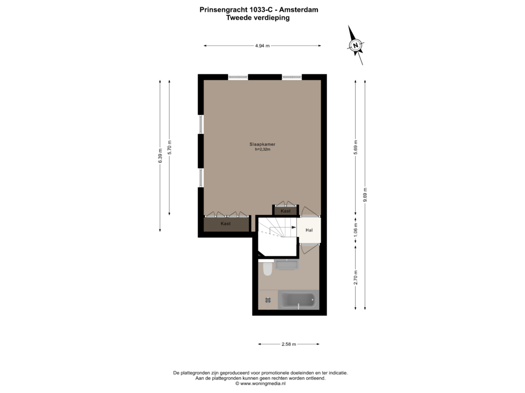 View floorplan of 2e_verd of Prinsengracht 1033-C