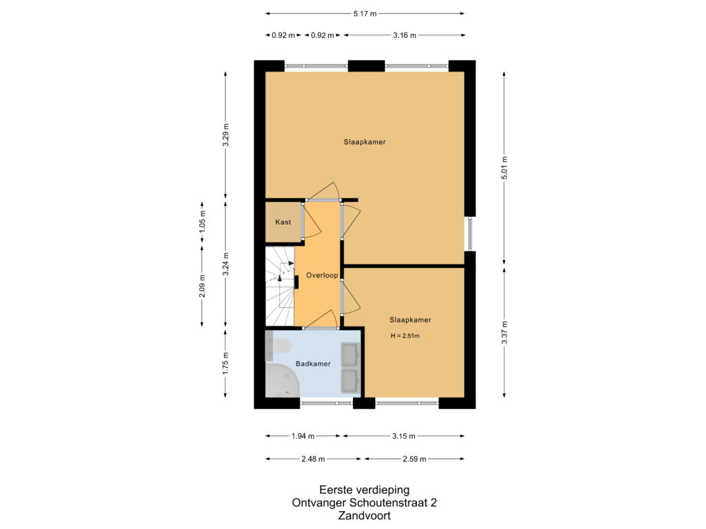 Bekijk plattegrond van Eerste verdieping van Ontvanger Schoutenstraat 2