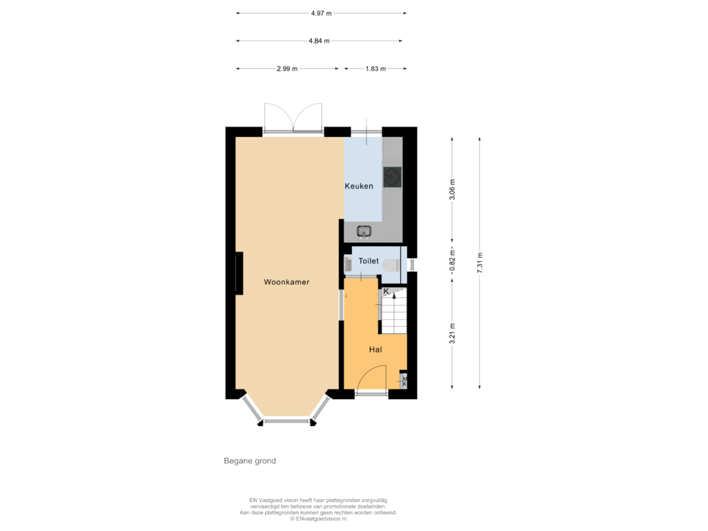 Bekijk plattegrond van Begane grond van Eendrachtstraat 11