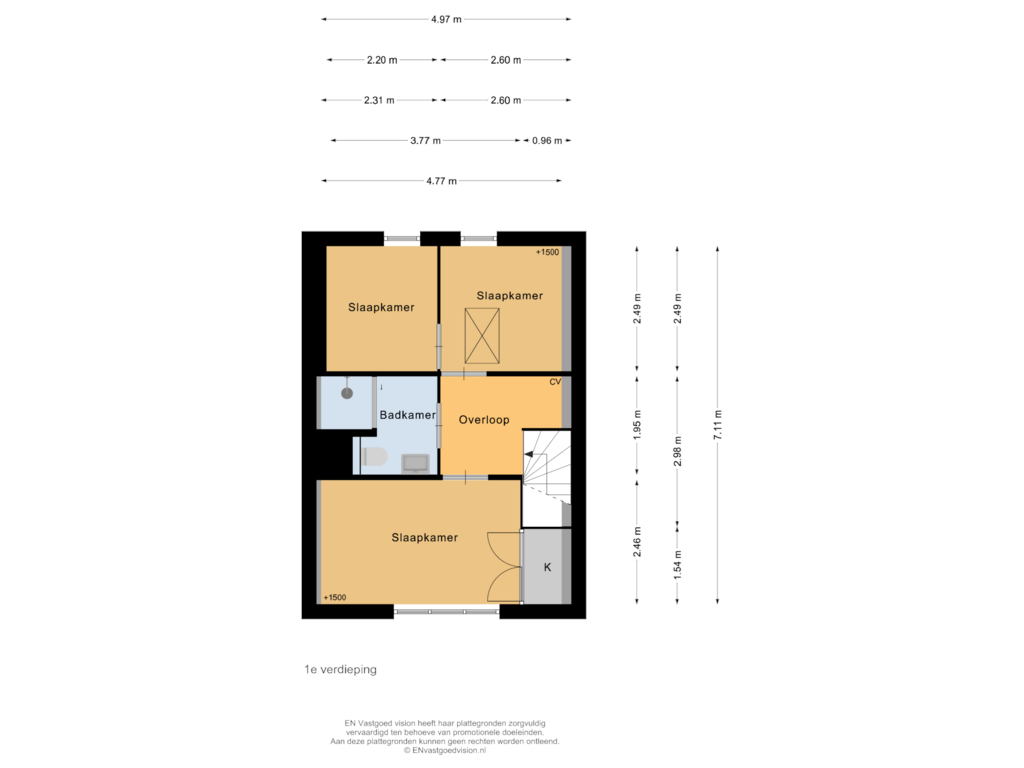 Bekijk plattegrond van 1e verdieping van Eendrachtstraat 11