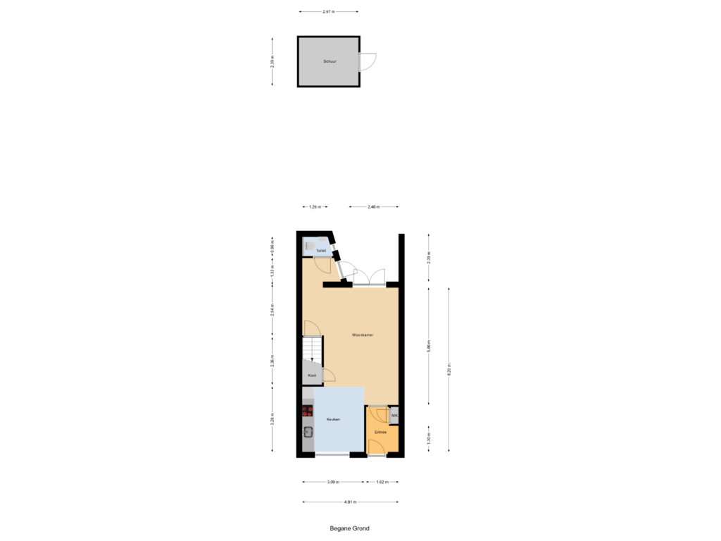 Bekijk plattegrond van Begane Grond van Wolfstraat 16