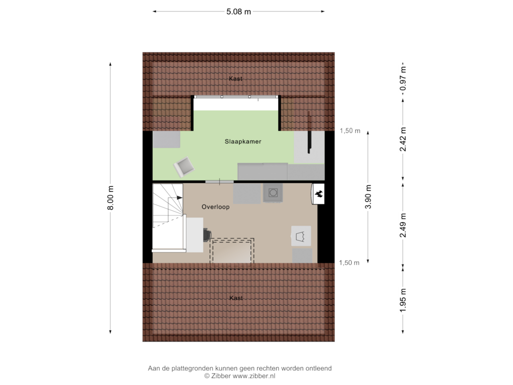 Bekijk plattegrond van Tweede verdieping van Eleolietdijk 91