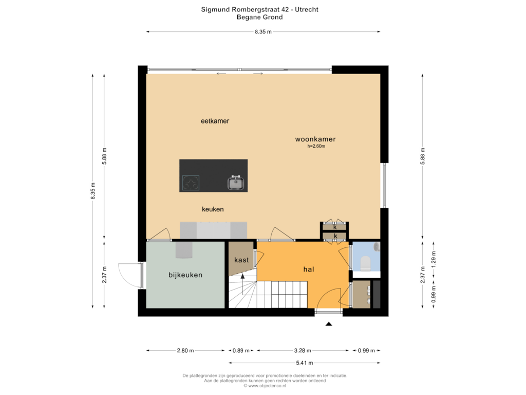 Bekijk plattegrond van BEGANE GROND van Sigmund Rombergstraat 42