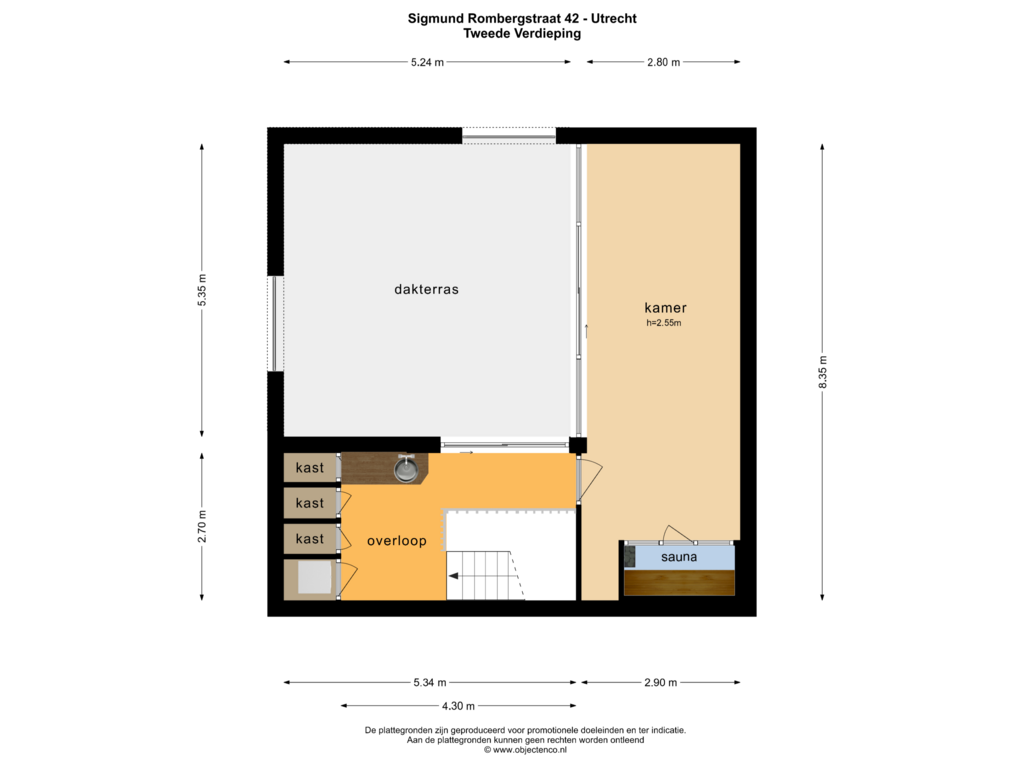 Bekijk plattegrond van TWEEDE VERDIEPING van Sigmund Rombergstraat 42