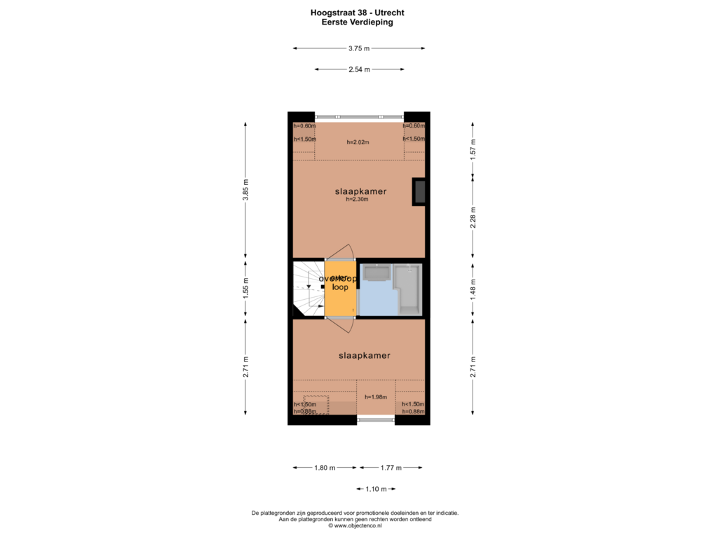 Bekijk plattegrond van EERSTE VERDIEPING van Hoogstraat 38