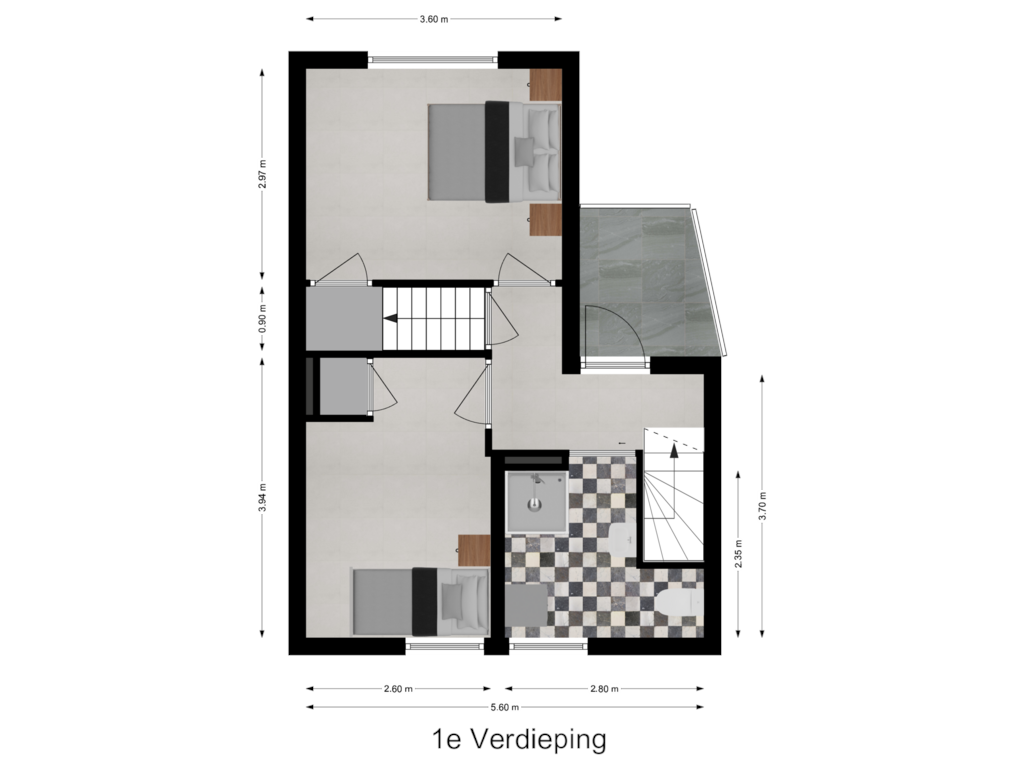 View floorplan of 1e Verdieping of Kerkbuurt 40