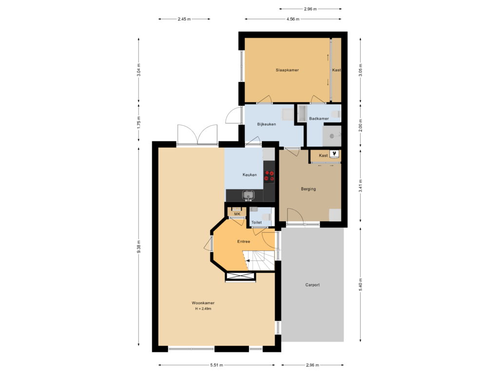 Bekijk plattegrond van Begane grond van Van Delenerf 19