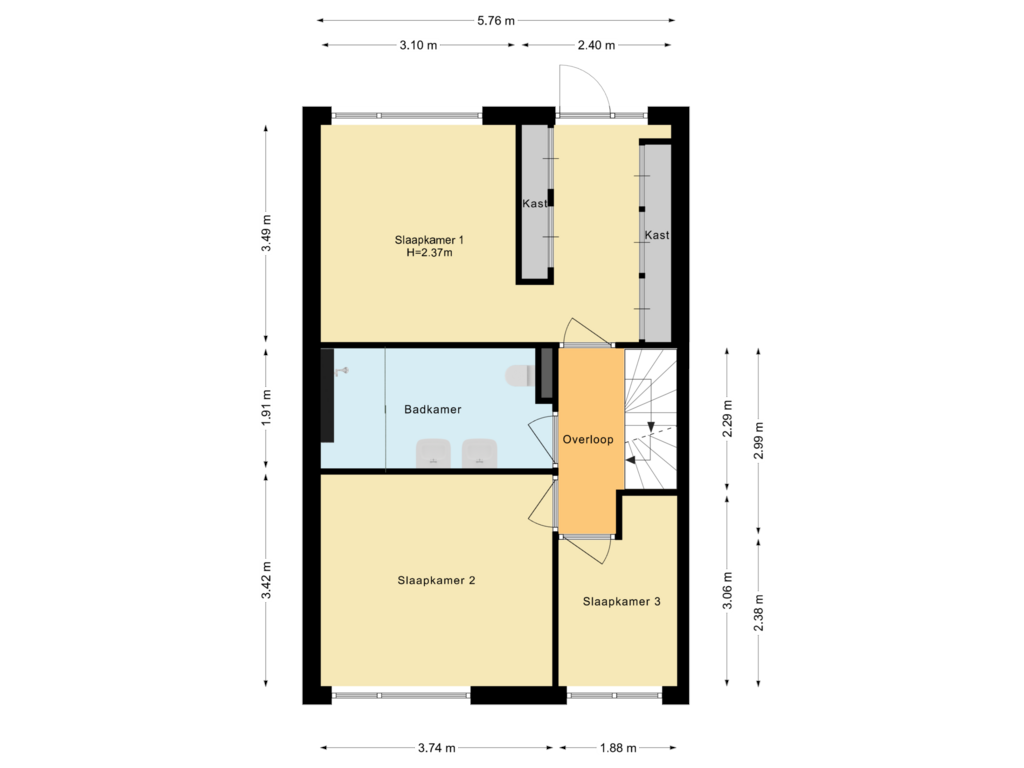 Bekijk plattegrond van Eerste verdieping van Brantwijk 5