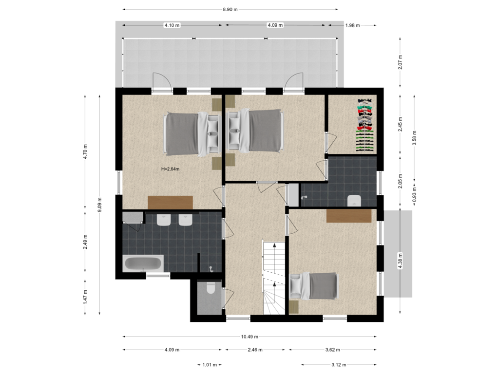 View floorplan of Eerste verdieping of Rivierduin 27