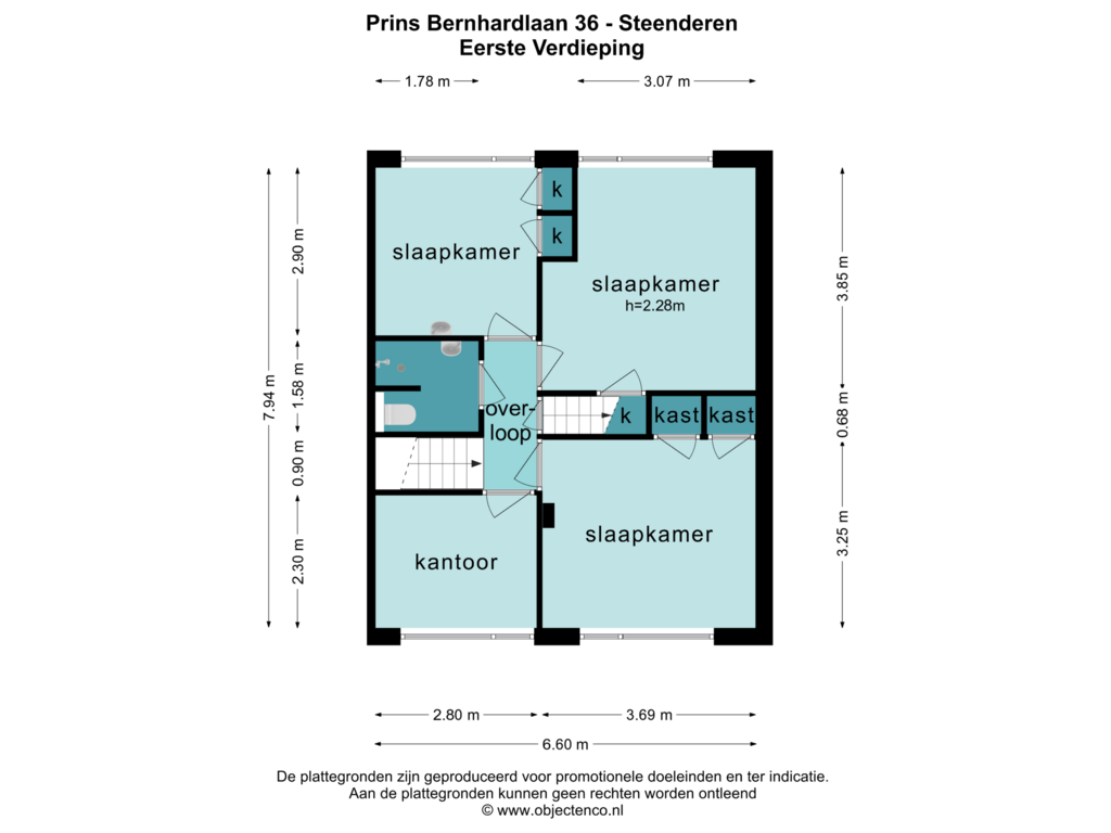 Bekijk plattegrond van EERSTE VERDIEPING van Prins Bernhardlaan 36