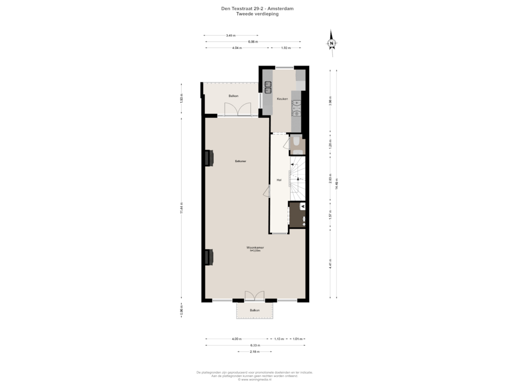 Bekijk plattegrond van Tweede verdieping van Den Texstraat 29-2