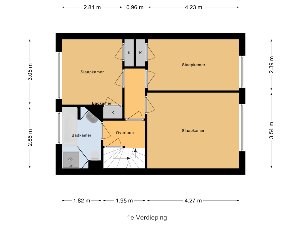 View floorplan of 1e Verdieping of Prickwaert 1