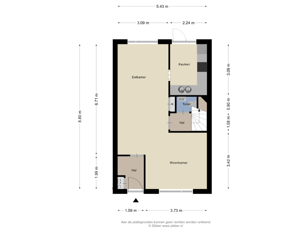 Bekijk plattegrond van Begane grond van Geert Grootestraat 37