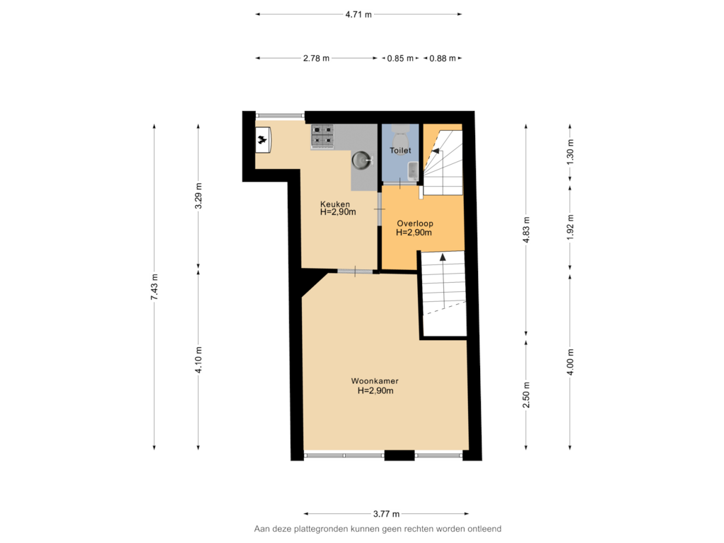 View floorplan of Eerste verdieping of Vughterstraat 289