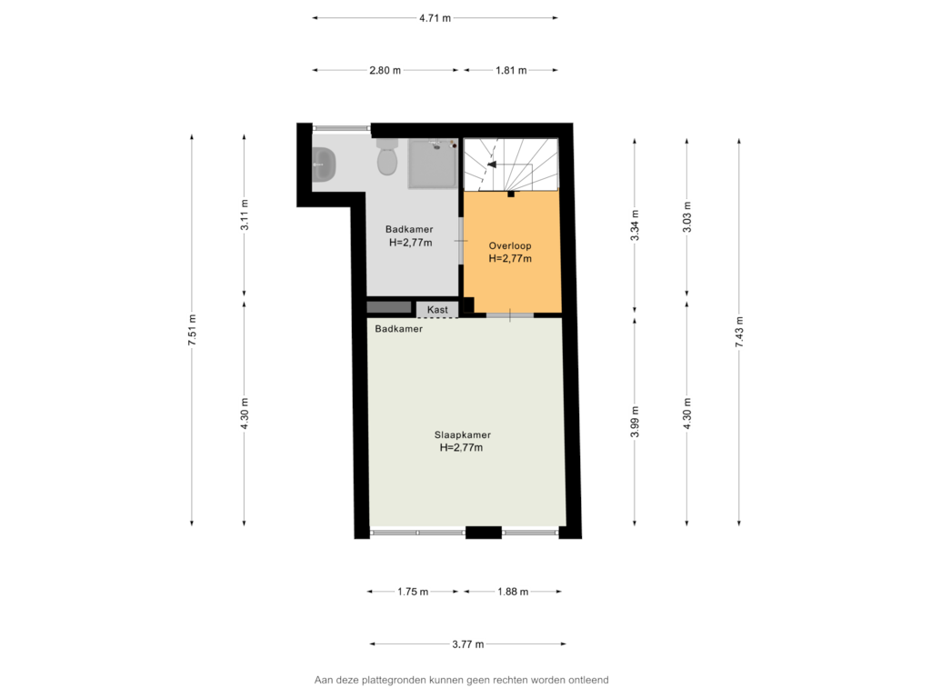 View floorplan of Tweede verdieping of Vughterstraat 289