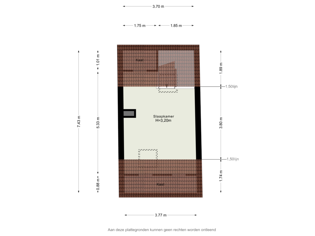 View floorplan of Derde Verdieping of Vughterstraat 289